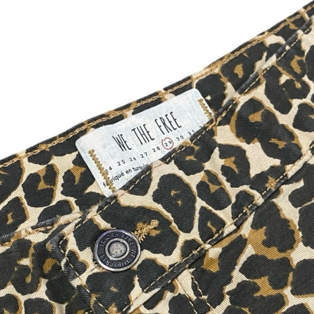 Free People Leopard Print Cropped Skinny Pants Sz 29 High Rise Cotton Blend - Picture 5 of 10